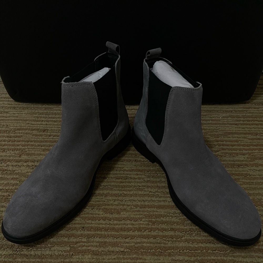 NEW vintage foundry chelsea grey gray dress boots black sole 12